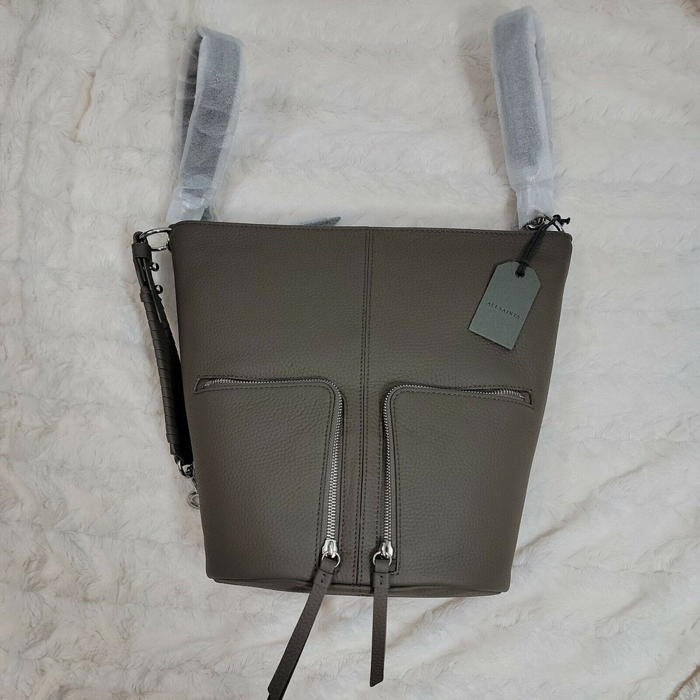 All Saints Olive Green Leather Backpack